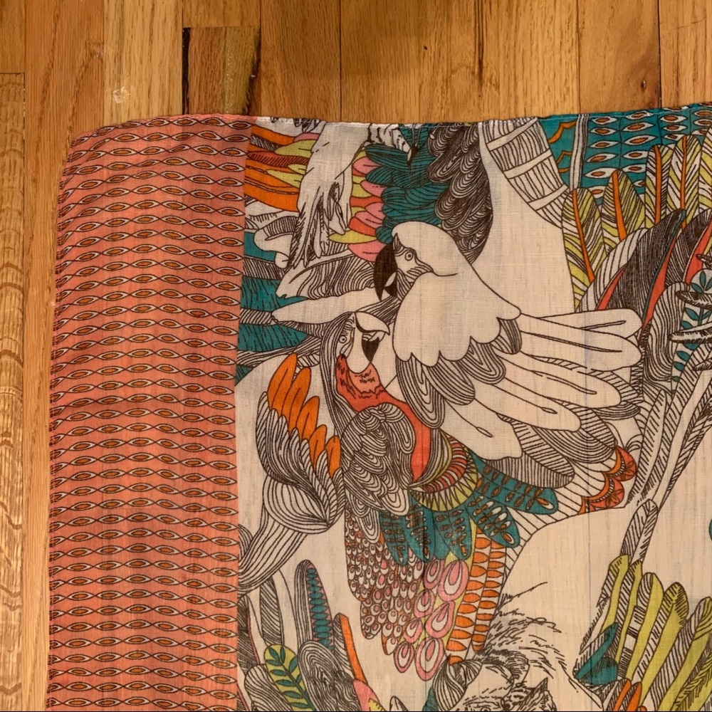 Tropical bird print scarf shawl